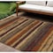 Homeroots 9' X 12' Chocolate Beige And Copper Striped Washable Indoor Outdoor Area Rug 598882 - alternate 1