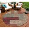 Homeroots 8' Brown And Terra Cotta Round Geometric Washable Indoor Outdoor Area Rug 612438 - alternate 1