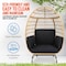 Serenelife Jovial Wicker Rattan Egg Chair, Indoor Outdoor Black Sofa Chair for Patio Backyard and Living Room SLEGFB64 - alternate 3