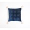 Homeroots 18" X 18" Blue and White Geometric Cotton Pillow Cover With Embroidery and Tassels 534556 - alternate 2
