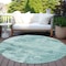 Homeroots 8' Teal Blue And Ivory Round Abstract Washable Indoor Outdoor Area Rug 602751 - alternate 7