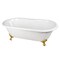 Kingston Brass 66" Cast Iron Oval Double Ended Clawfoot Tub, 7" Faucet Drillings, White/Brushed Brass VCT7D663013NB7 - alternate 1