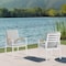 Armen Living Crown White Aluminum and Teak Outdoor Dining Chair with Light Gray Fabric - Set of 2 LCCRCHWH - alternate 5