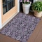 Homeroots 3' X 5' Eggplant Purple And Lavender Damask Washable Indoor Outdoor Area Rug 588160 - alternate 1