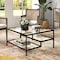 Homeroots 32" Black Glass And Steel Square Coffee Table With Two Shelves 520972 - alternate 6