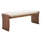 Homeroots 48in Beige and Brown Fabric and Solid Wood Upholstered Bench 668860 - alternate 4