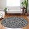 Homeroots 8' Gray Charcoal And Silver Round Floral Washable Indoor Outdoor Area Rug 581896 - alternate 3
