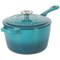 Crock-Pot Artisan 3 Quart Enameled Cast Iron Saucepan with Lid in Teal and Silver 137372.02 - alternate 1