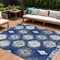 Homeroots 9' X 12' Navy Blue Ivory And Gray Southwestern Washable Indoor Outdoor Area Rug 615162 - alternate 1