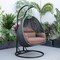Leisuremod Mendoza Charcoal Wicker Hanging 2 person Egg Swing Chair with Brown Cushions MSCCH-53BR - alternate 4