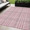 Homeroots 5' X 8' Blush Gray And Ivory Plaid Washable Indoor Outdoor Area Rug 601459 - alternate 1
