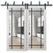 Sartodoors Sliding Closet Clear Glass Barn Bypass Doors, Lucia 2266 White Silk and Aluminum Strips, Sturdy 6. LUCIA2266BBB-WS-60 x 80 (2* 30x80) - alternate 1