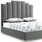 Homeroots Queen Grey Upholstered Vertical Channel Velvet Bed with USB 486081 - alternate 4