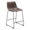 Homeroots Set of Two 24" Espresso and Black Faux Leather and Steel Counter Height Bar Chairs, 2PK 555764 - alternate 1