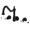 Kingston Brass Two-Handle Wall Mount Tub Faucet, Matte Black KS1020BPL - alternate 1