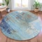 Homeroots 8' Teal Blue And Gray Round Abstract Washable Indoor Outdoor Area Rug 632037 - alternate 7