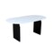 Homeroots 72" White and Black Marble And Solid Wood Sled Base Oval Dining Table 544747 - alternate 6