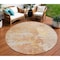 Homeroots 8' Salmon Round Abstract Washable Indoor Outdoor Area Rug 607814 - alternate 1