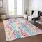 Homeroots 9' X 12' White Pink And Teal Blue Striped Washable Indoor Outdoor Area Rug 617708 - alternate 5