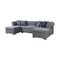 Homeroots Gray Velvet U Shaped Three Piece Sofa and Chaise Sectional With Toss Pillows 643888 - alternate 9