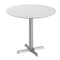 Flash Furniture 31.25" Round Outdoor Tabletop, White Faux Marble, Seamless Surface Technology, 22x22 Silver X Base ST-RD31-WHMAR-T2222S-GG - alternate 1
