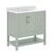 Flash Furniture Vega 36in. Vanity w/Sink, Cabinet w/Gold Hardware, Open Shelf & 3 Drawers, Marble Counter, Sage/Wht FS-VEGA36-KD-SG-HDGLD-GG - alternate 8