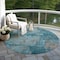 Homeroots 8' Teal Blue And Gray Round Abstract Washable Indoor Outdoor Area Rug 596892 - alternate 6