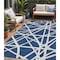 Homeroots 5' X 8' Navy Blue And Ivory Geometric Washable Indoor Outdoor Area Rug 600475 - alternate 1