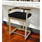 Homeroots 30" Black and Gold Velvet and Stainless Steel Low Back Bar Height Bar Chair 555064 - alternate 5