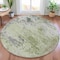 Homeroots 8' Linen Fern Green And Beige Round Abstract Washable Indoor Outdoor Area Rug 630797 - alternate 4