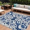 Homeroots 10' X 14' Navy Blue And Ivory Damask Washable Indoor Outdoor Area Rug 614448 - alternate 1