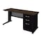 Regency Fusion Teachers Desk W/ Single Pedestal Drawer Unit, 60 in W X Wood, Metal, Neo Walnut MSP6024NW - alternate 1