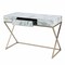 Homeroots 45" White and Bronze Glass Writing Desk With Two Drawers 402028 - alternate 6