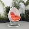 Leisuremod White Wicker Hanging Egg Swing Chair with Orange Cushions ESCW-40OR - alternate 4