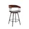 Armen Living Athena 27in Swivel Walnut Wood Counter Stool in Gray Faux Leather with Black Metal LCATBAWAGRY26 - alternate 1