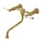 Kingston Brass Double-Handle Wall Mount Bathroom Faucet, Brushed Brass KS1217BPL - alternate 1