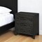 Homeroots 30" Black Solid Wood Distressed Carved Scrollwork Three Drawer Nightstand 569587 - alternate 5