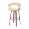 Homeroots 31" Cream And Wood Brown Faux Leather Swivel Bar Height Bar Chair 534469 - alternate 7
