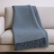 Homeroots 50" X 67" Denim Blue And Cream Cotton Blend Woven Plaid Throw Blanket with Fringe 632905 - alternate 4