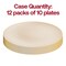 Smarty Had A Party 10.25" Ivory with Gold Rim Organic Round Disposable Plastic Dinner Plates, 120PK 930IVG-CASE - alternate 4