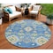 Homeroots 8' Blue Green And Orange Round Oriental Washable Indoor Outdoor Area Rug 597676 - alternate 1