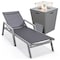 Leisuremod Marlin Grey Aluminum Patio Chaise Lounge Chair With Arms & Square Fire Pit Table, Black MLAGRCF21-77BL - alternate 1