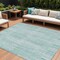 Homeroots 8' X 10' Turquoise And Pale Aqua Striped Washable Indoor Outdoor Area Rug 631572 - alternate 1