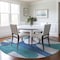 Homeroots 8' Teal Blue And Ivory Round Geometric Washable Indoor Outdoor Area Rug 617928 - alternate 5