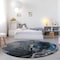 Homeroots 8' Round Ivory Blue and Gray Round Abstract Washable Non Skid Indoor Outdoor Area Rug 559429 - alternate 7