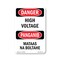 Signmission Safety Sign, OSHA Danger, 24" Height, Aluminum, High Voltage Bilingual, 1824-VT-1327 OS-DS-A-1824-VT-1327 - alternate 1
