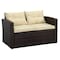 Homeroots Five Piece Outdoor Dark Brown Wicker Sofa Seating Group with Beige Cushions 558547 - alternate 5