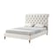 Homeroots Cream Solid Wood Queen Tufted Upholstered Linen Bed with Nailhead Trim 544884 - alternate 1