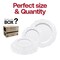 Smarty Had A Party White w/Silver Dots Round Blossom Plastic Dinnerware Set (120 Dinner Plates+120 Salad Plates), 240PK 980-S-VP-CASE - alternate 3