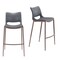 Homeroots Set of Two 29" Dark Gray and Walnut Faux Leather and Steel Low Back Counter Height Bar Chairs, 2PK 555689 - alternate 1